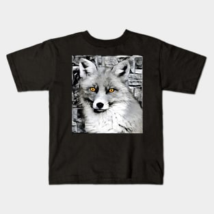 Fox Black and White Spray Paint Wall Kids T-Shirt